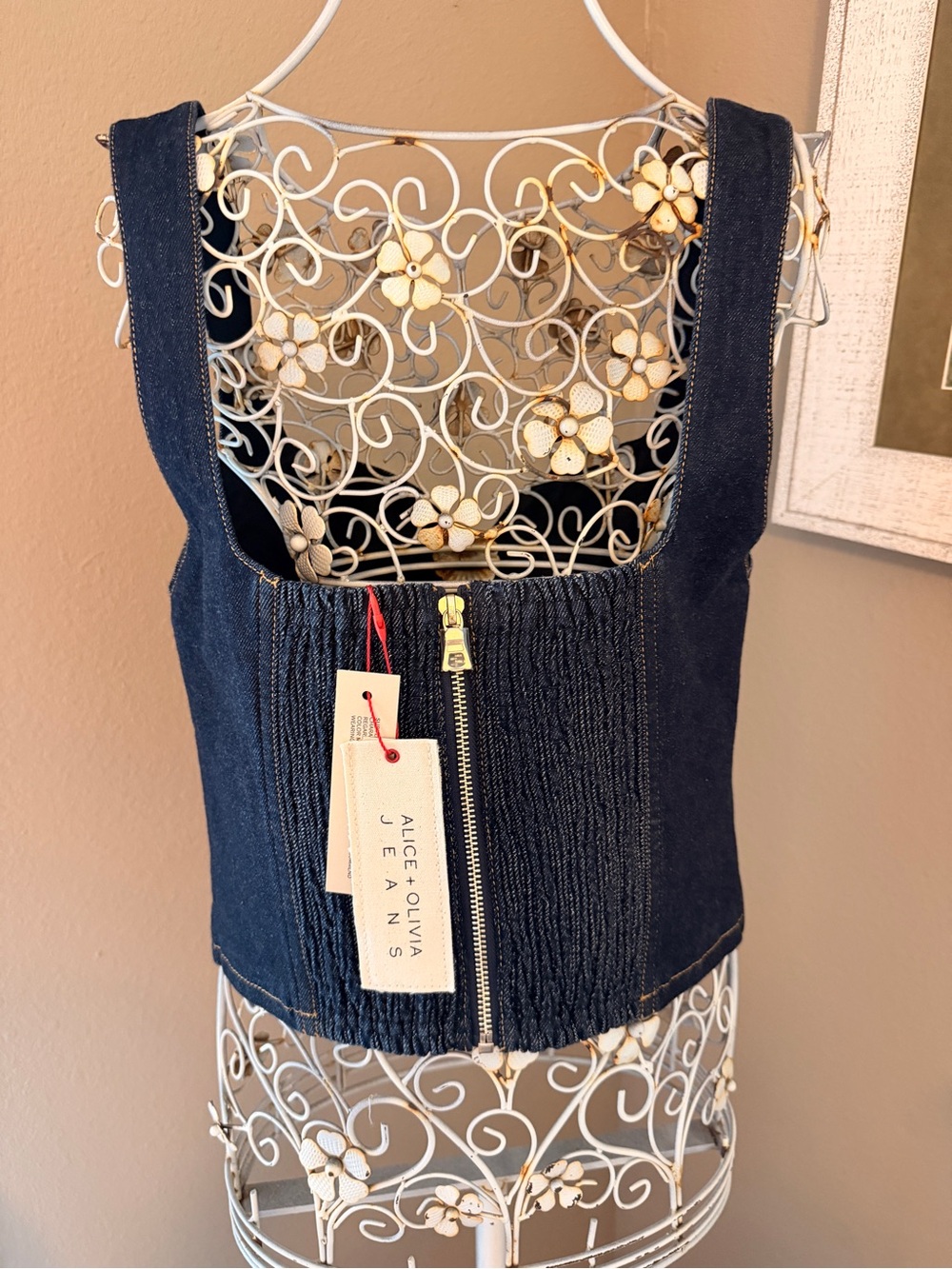 Alice + Olivia Dark Blue Corset and Jeans set Size 6 Top and 26 Jeans - Picture 5 of 8
